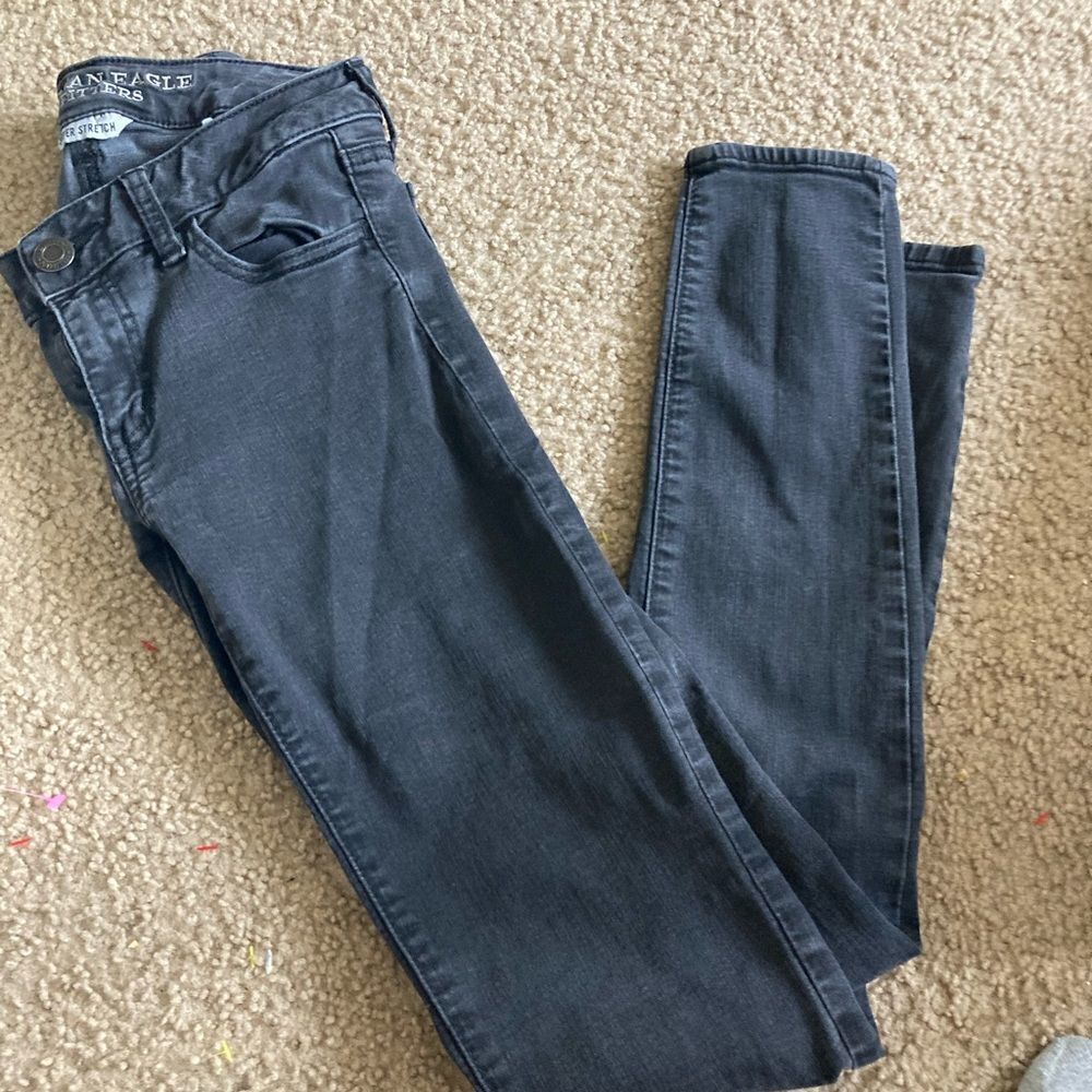 Womens Black American Eagle Super Stretch Skinny Jeggings